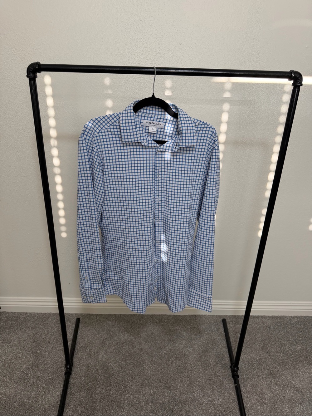Mizzen+Main Blue and White Check Dress Shirt